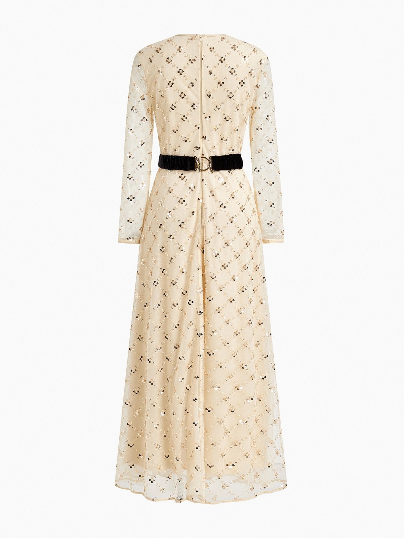 Soiré Mesh & Sequin Overlay Cocktail Dress with Bow Waist