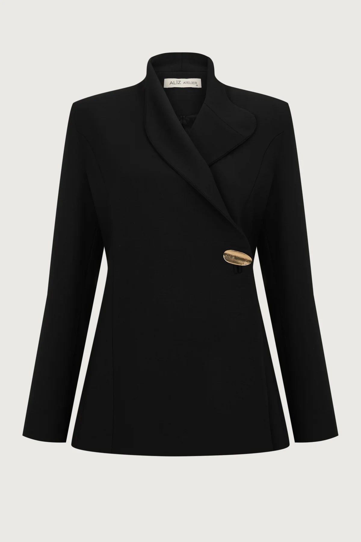 Gold-Accent Premium Collar Jacket – Black