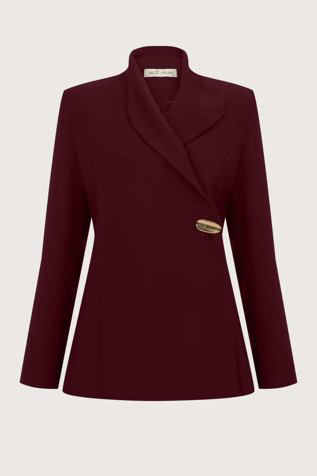 Gold-Accent Premium Collar Jacket – Burgundy
