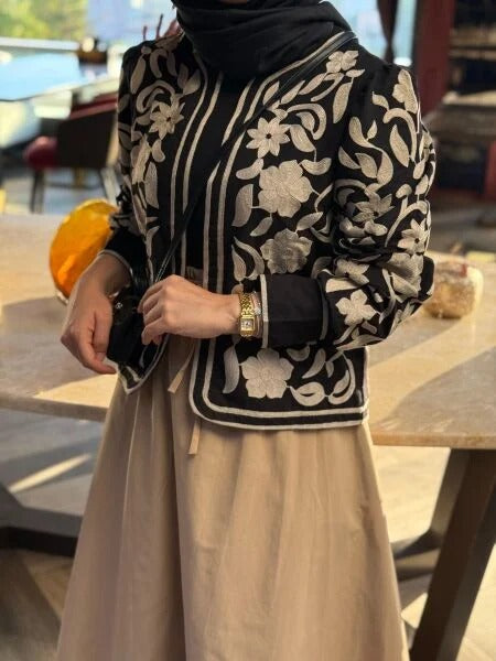 Cotton Blend Embroidered Blazer