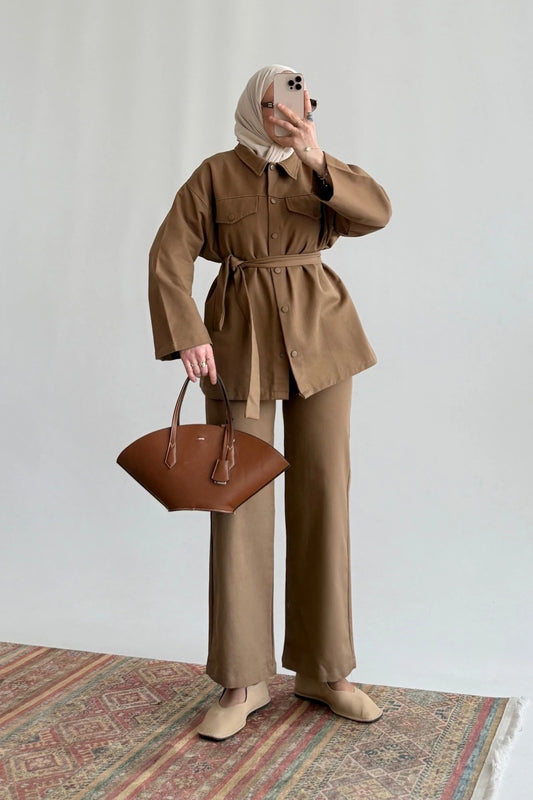 Premium Beige Gabardine Jacket & Pants Set