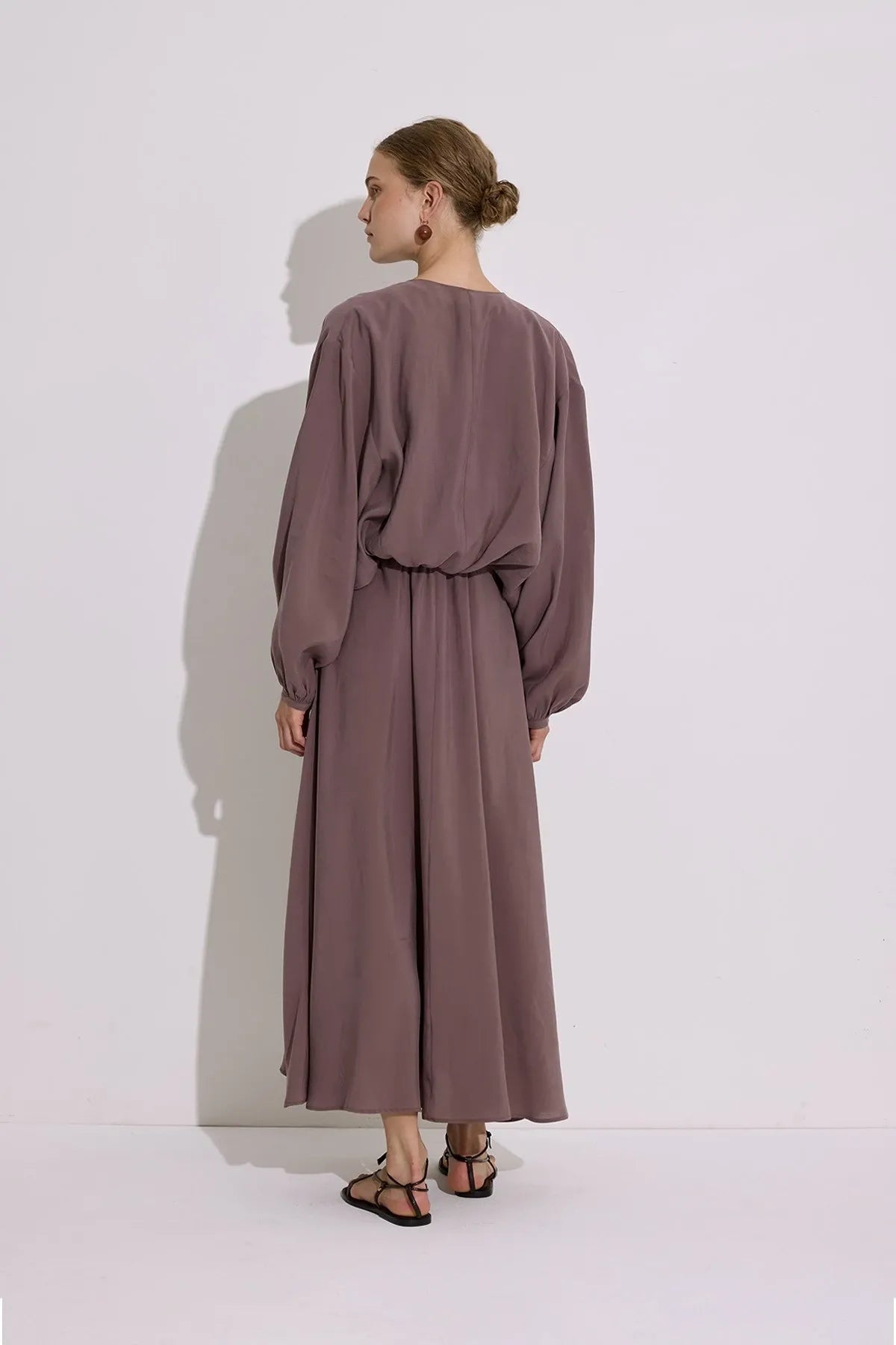 Elegant Draped Modal Wrap Dress – Dusty Rose