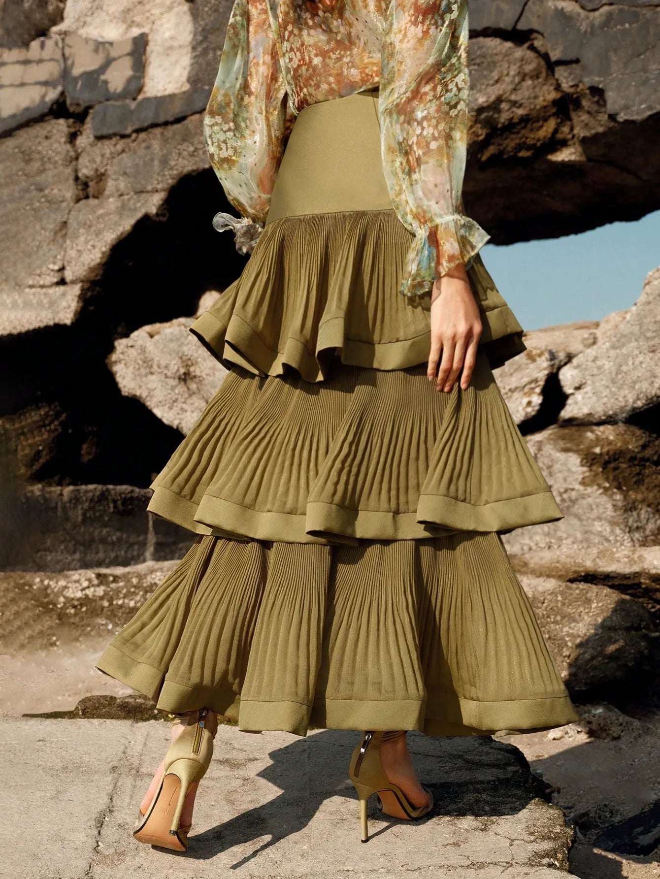 High‑Waist Solid Party Skirt