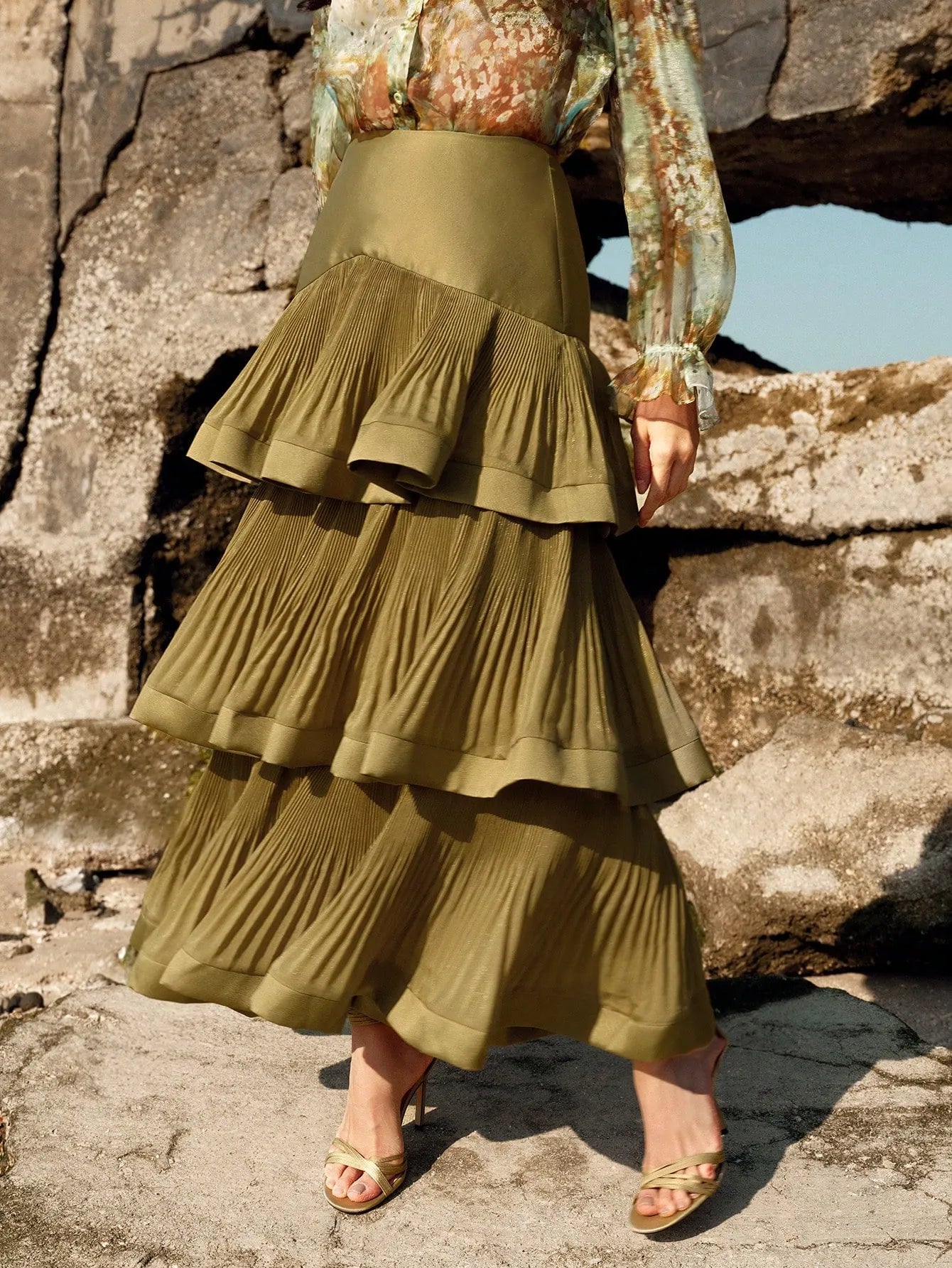 High‑Waist Solid Party Skirt