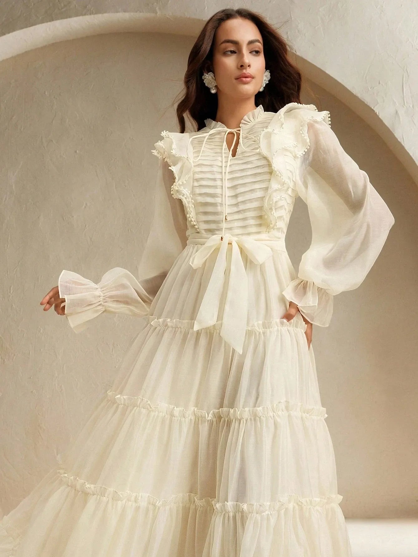 Elaire Elegant Ruched‑Hem Party Dress