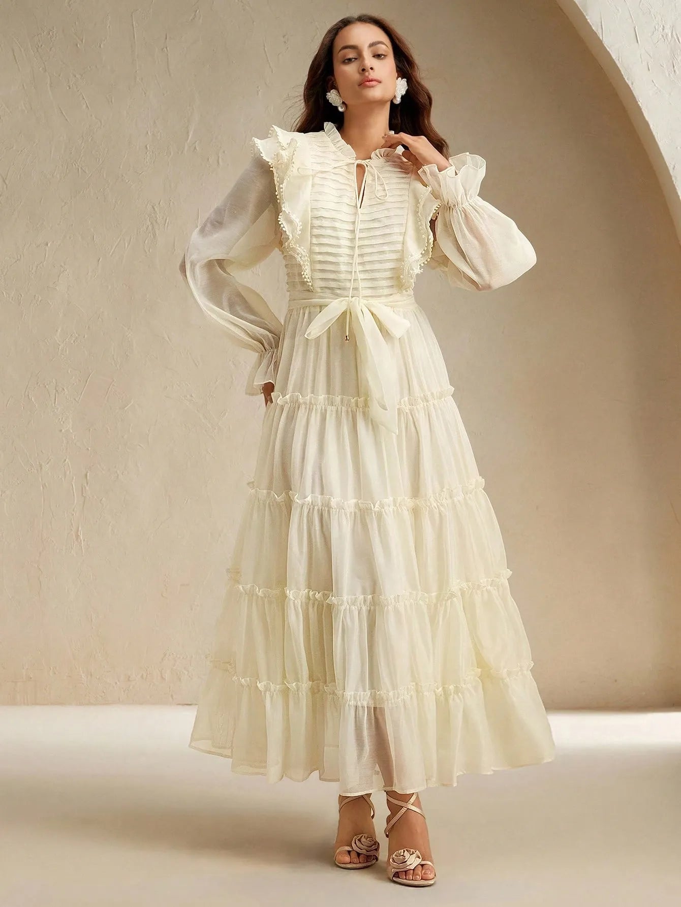 Elaire Elegant Ruched‑Hem Party Dress