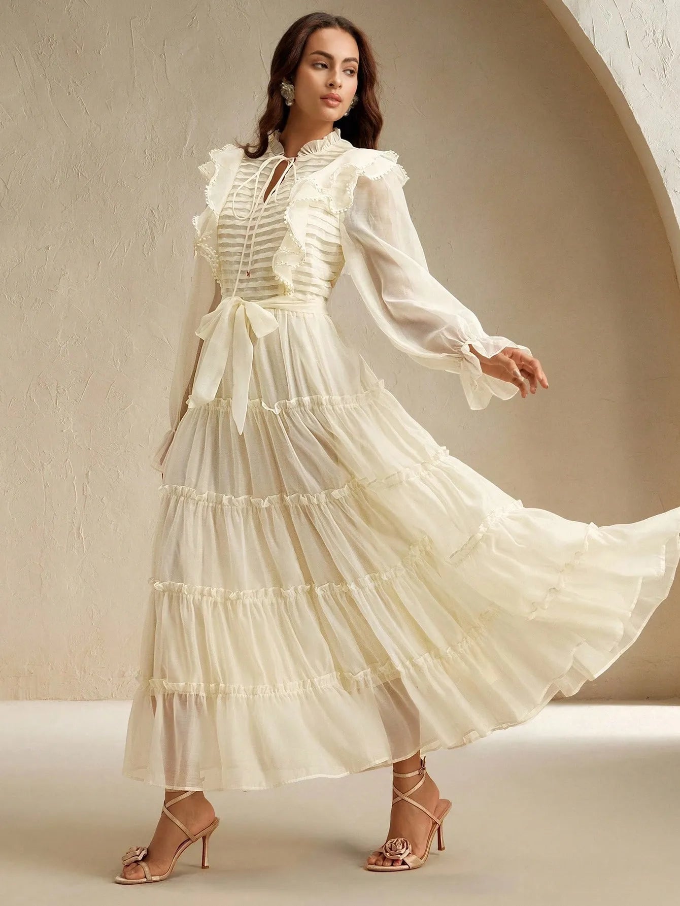 Elaire Elegant Ruched‑Hem Party Dress