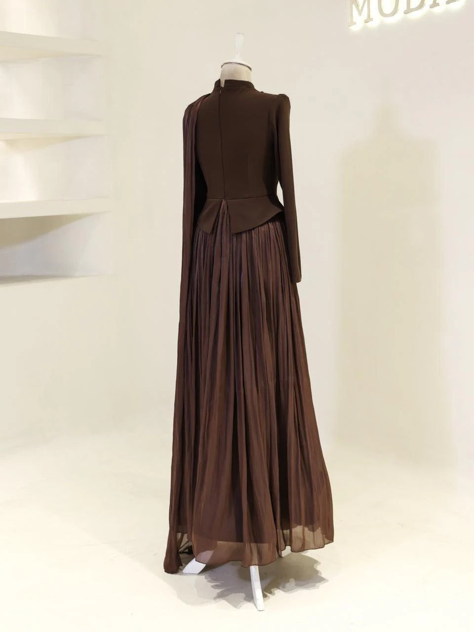 Beaded Embellished Maxi Evening Dress for Formal Events - Brown