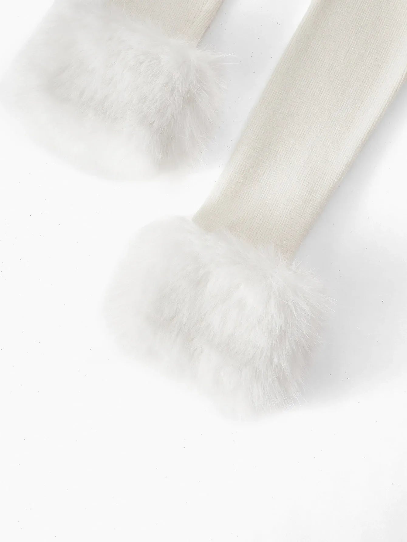 Contrast Faux Fur Asymmetrical Shoulder Sweater Dress