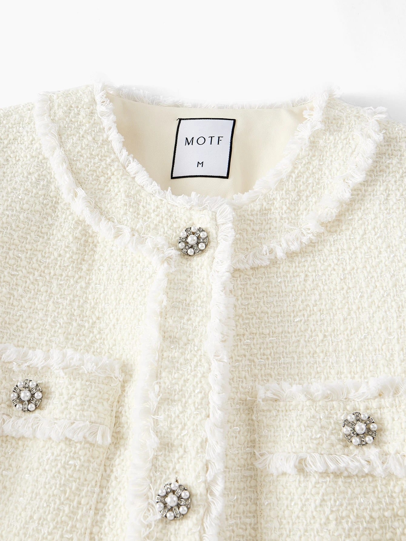 Tweed Solid Long Coat with Raw