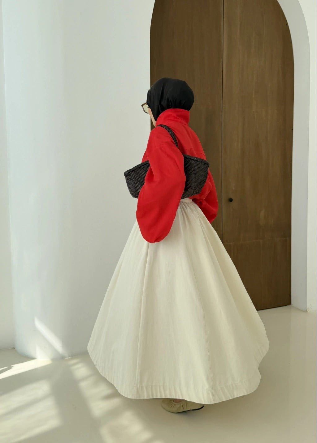 Voluminous Vanilla Cotton Maxi Skirt