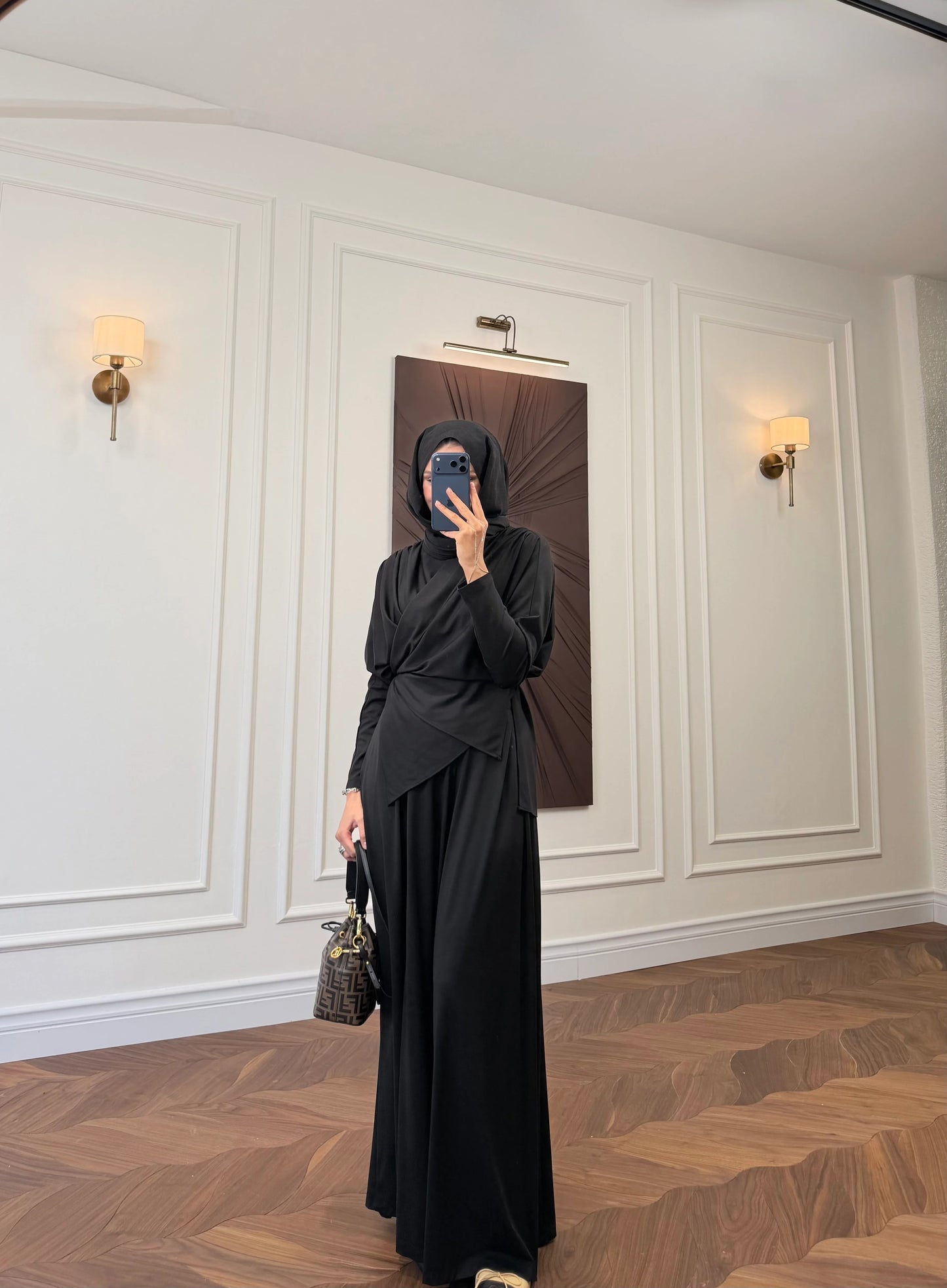 Elira Drape Two-Piece Set - Black