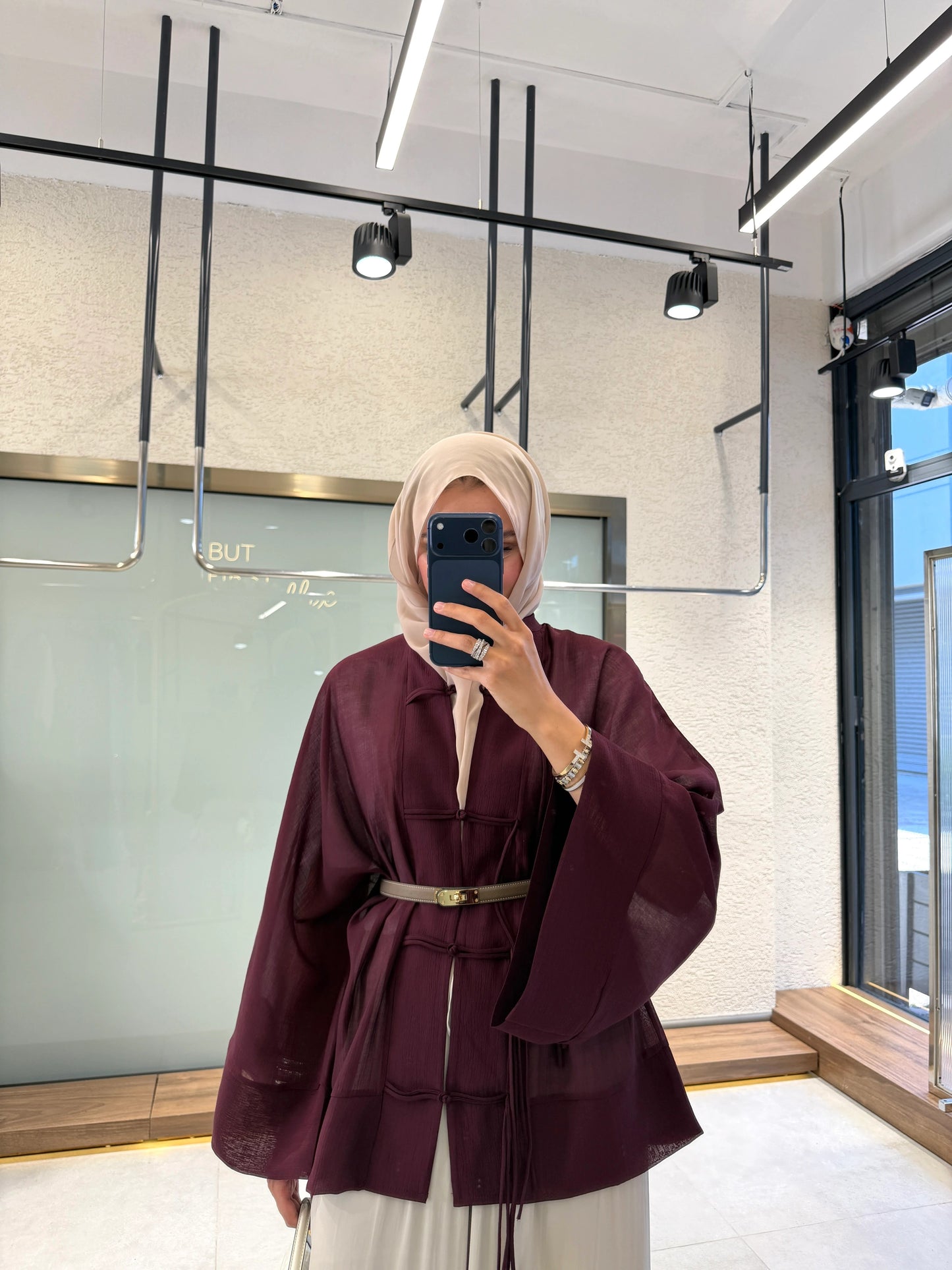 Sakura Burgundy Kimono Jacket - Elegant Lightweight Layer