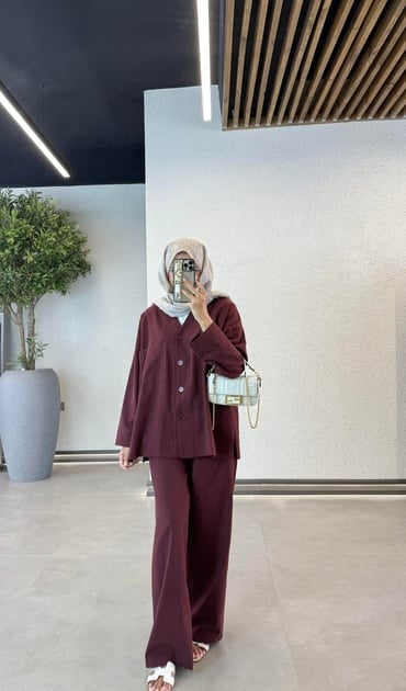 Linen Blazer & Pants Set – Burgundy