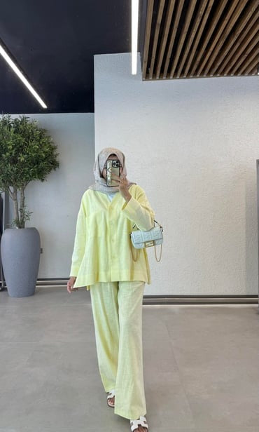 Linen Blazer & Pants Set – Yellow