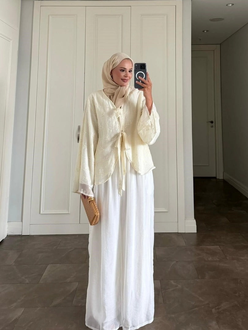 Elena Yellow Mütevazı Pantolon Takımı - İki Parçalı Tunik Takımı