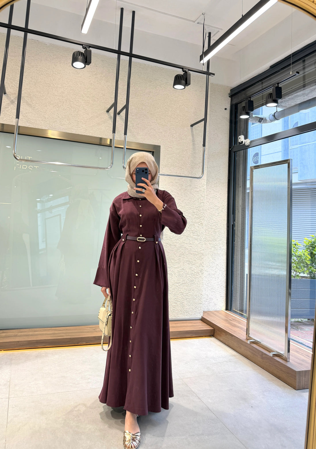 Premium Tencel™ Elbise - Bordo