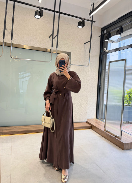 Brown Tencel™ Button-Down Dress