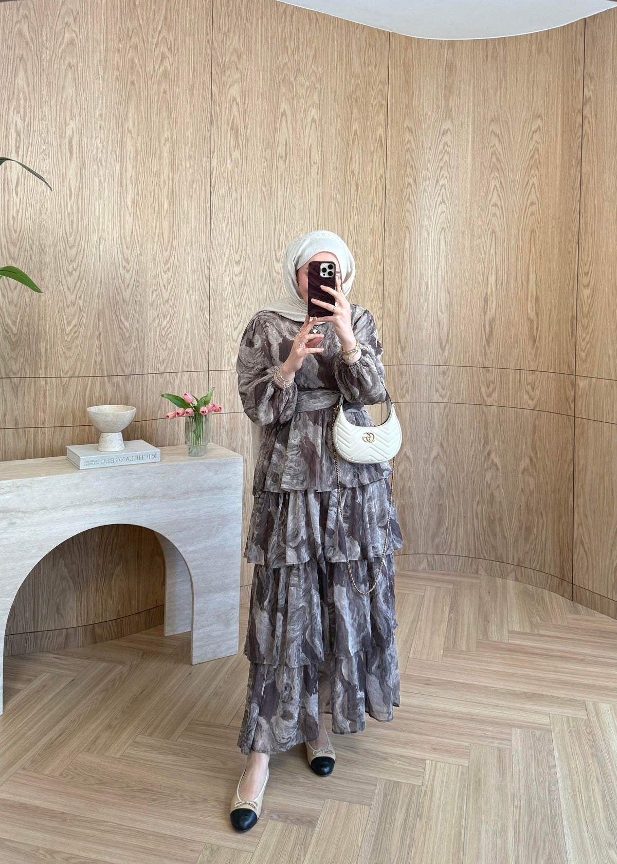 Ella Chiffon Dress – Brown