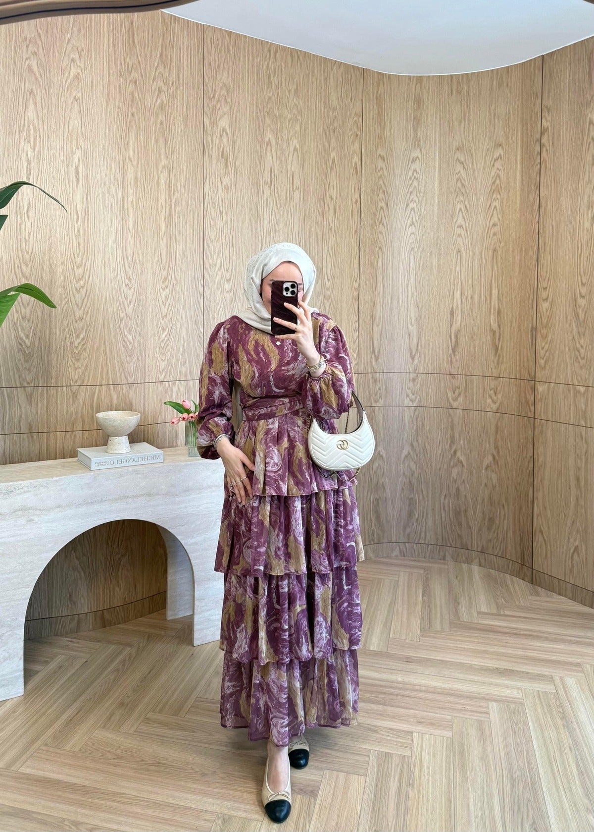 Ella Chiffon Dress – Burgundy