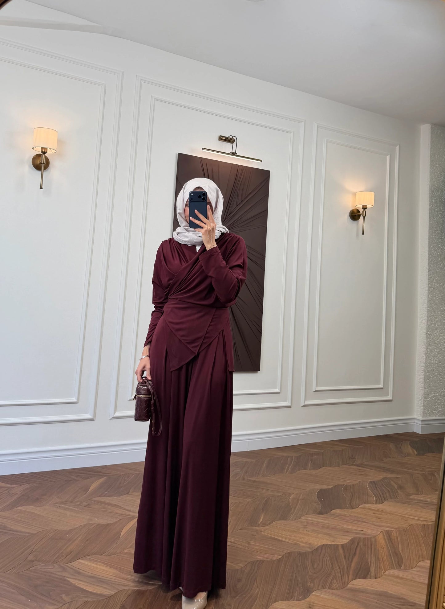 Elira Drape Two-Piece Set - Burgundy