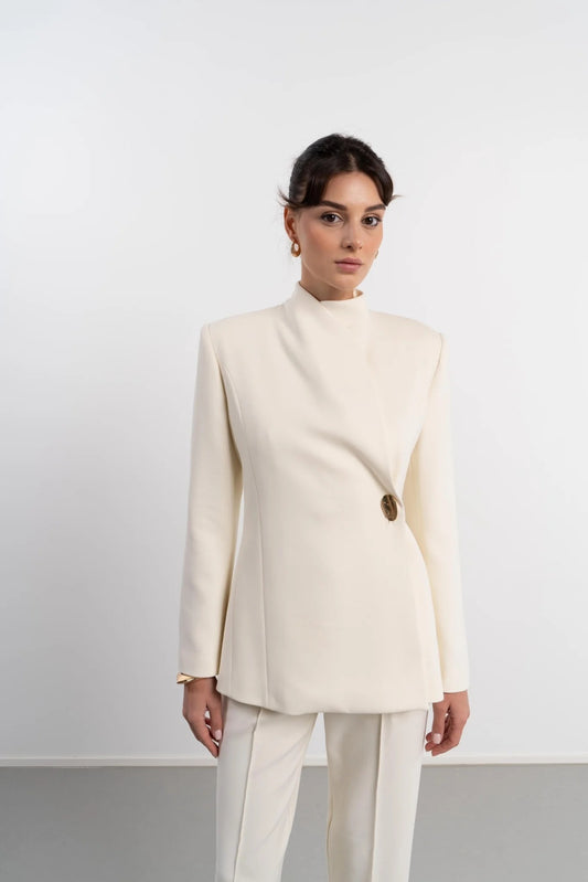 Gold-Accent Premium Collar Jacket – Gold