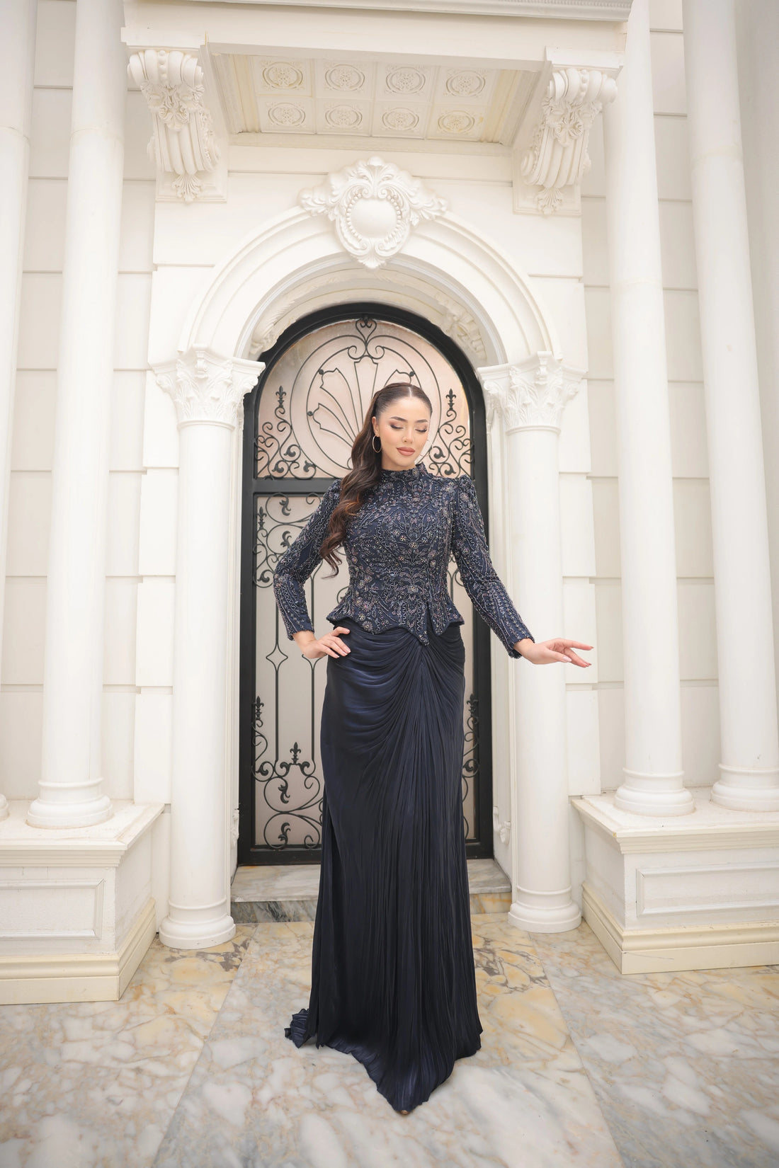 Sierra Navy Blue Evening Gown | Elegant Formal Dress for Women