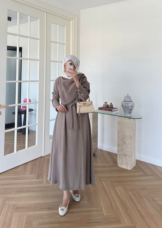Mink Maxi Dress with Yoke Detail – Modal Fabric