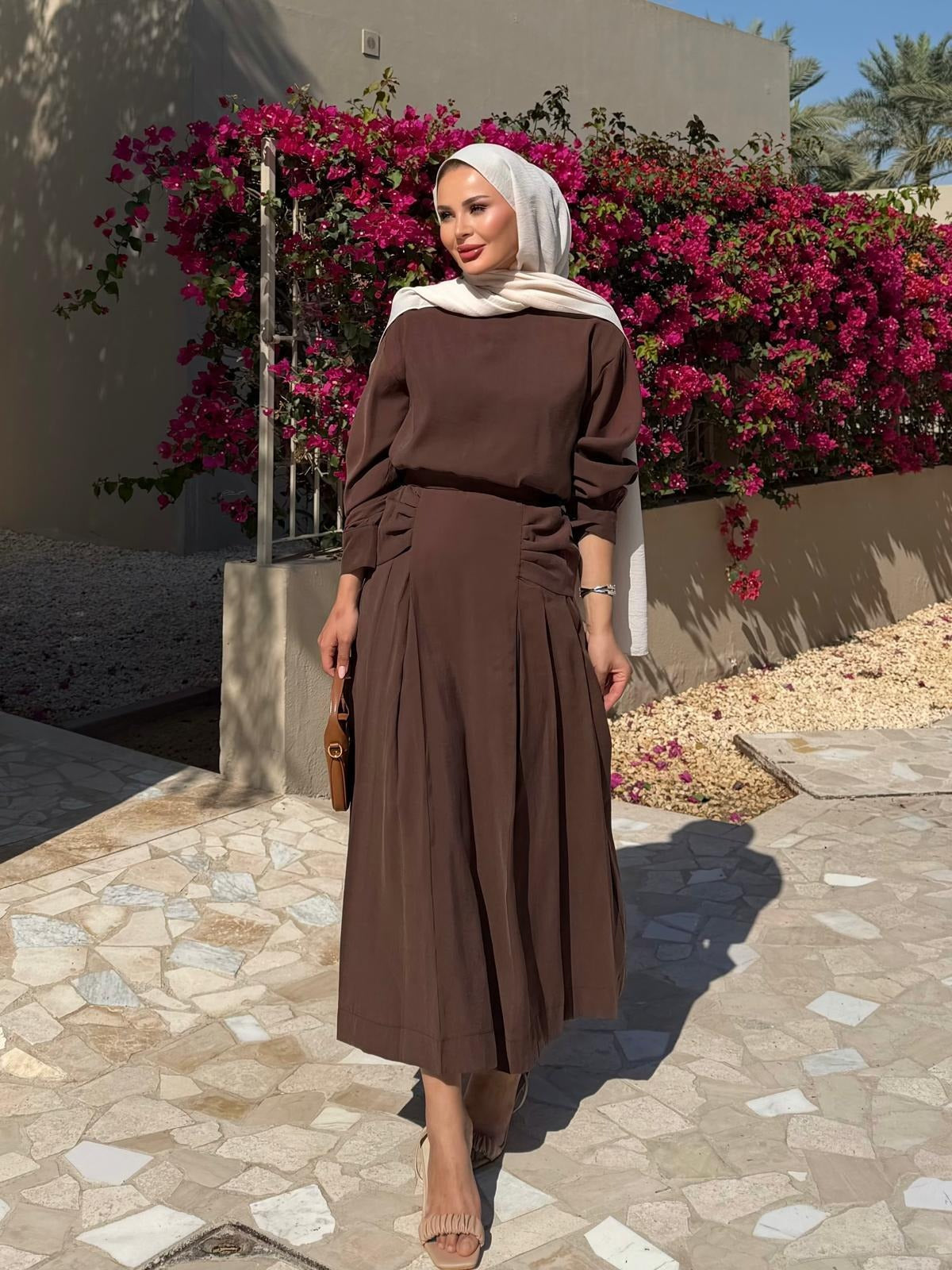 Sofia Maxi Skirt Set – Brown