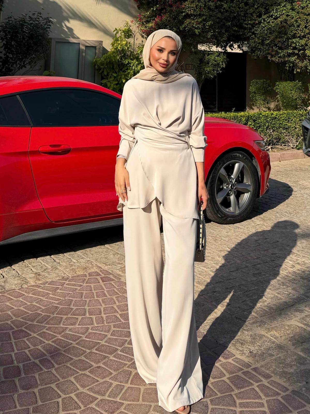 Flower Pants Set – Beige