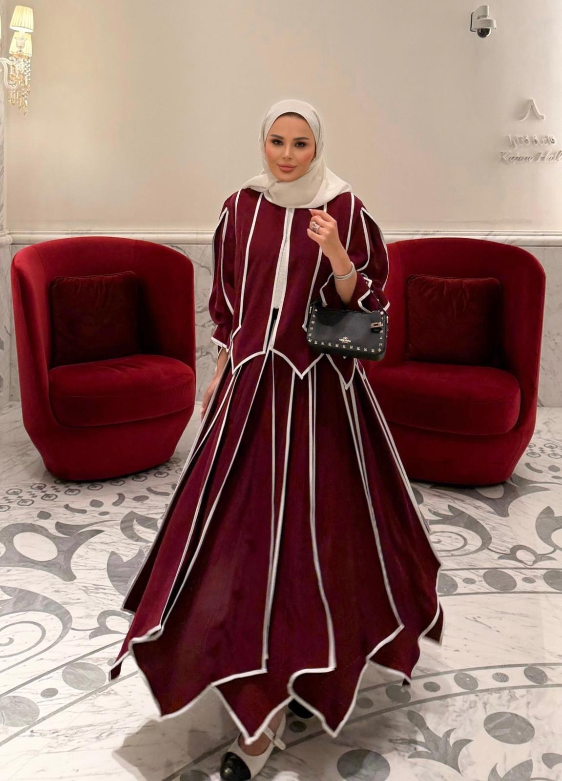 Doha Skirt Set – Burgundy