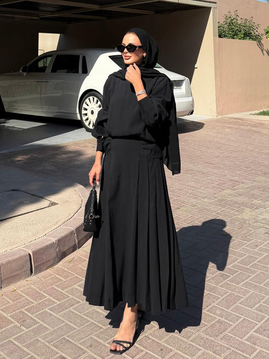 Sofia Maxi Skirt Set – Black