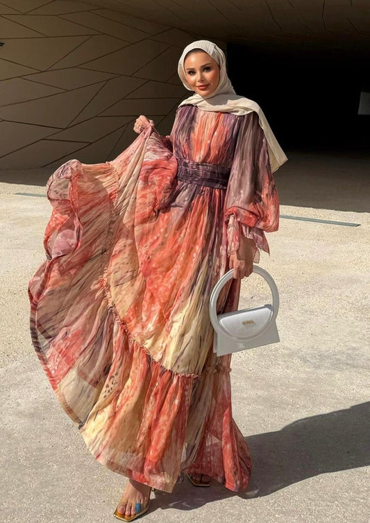 Ruffle Maxi Dress- Earthy