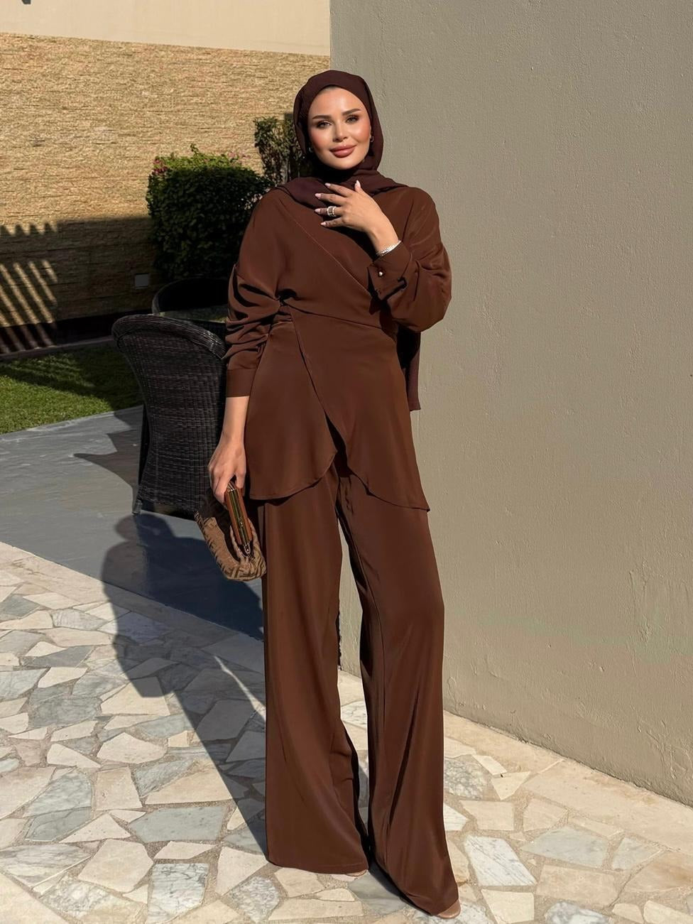 Flower Pants Set – Brown