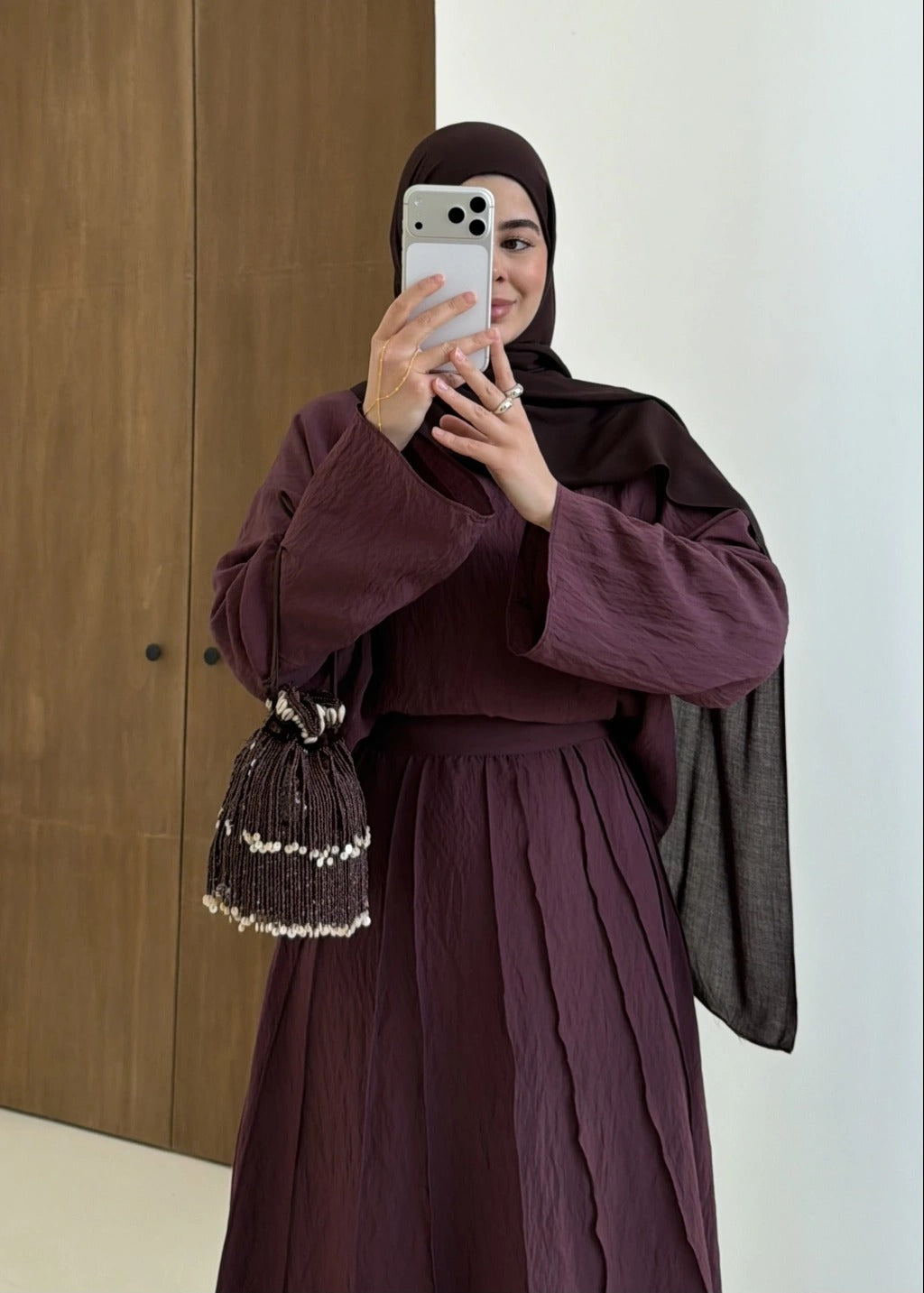 Reverse Stitch Skirt Set - Damson