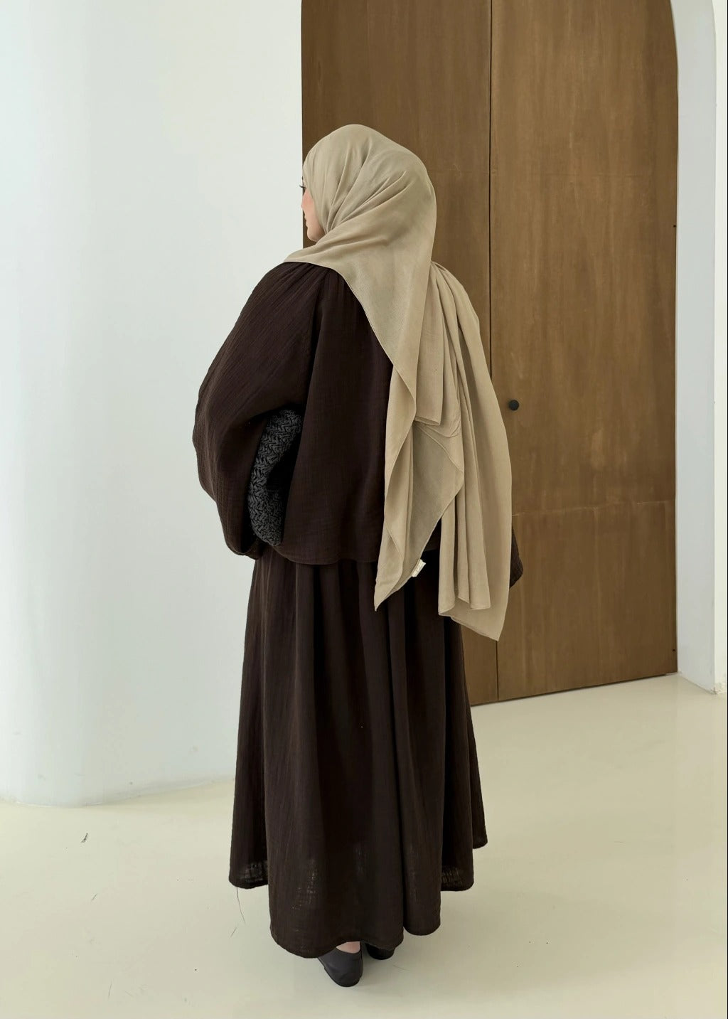 Coffee Brown Muslin Two-Piece Set