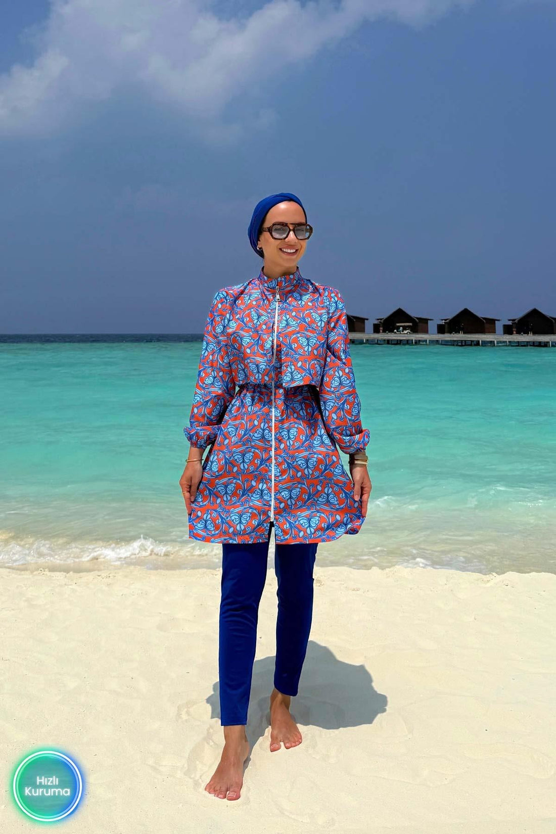 Ivy Royal Blue Full Coverage Burkini - 2 Piece Quick-Dry Swimwear
