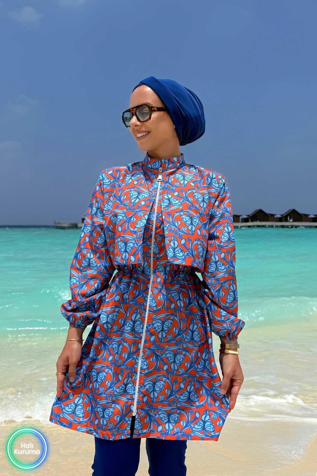 Ivy Royal Blue Full Coverage Burkini - 2 Piece Quick-Dry Swimwear