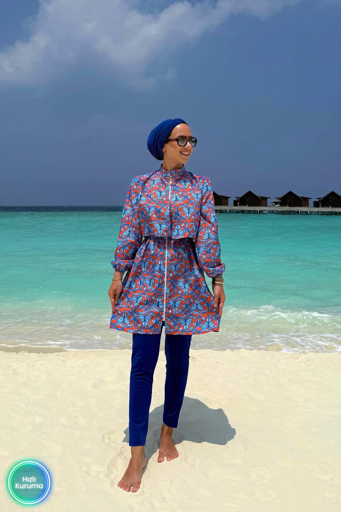 Ivy Royal Blue Full Coverage Burkini - 2 Piece Quick-Dry Swimwear