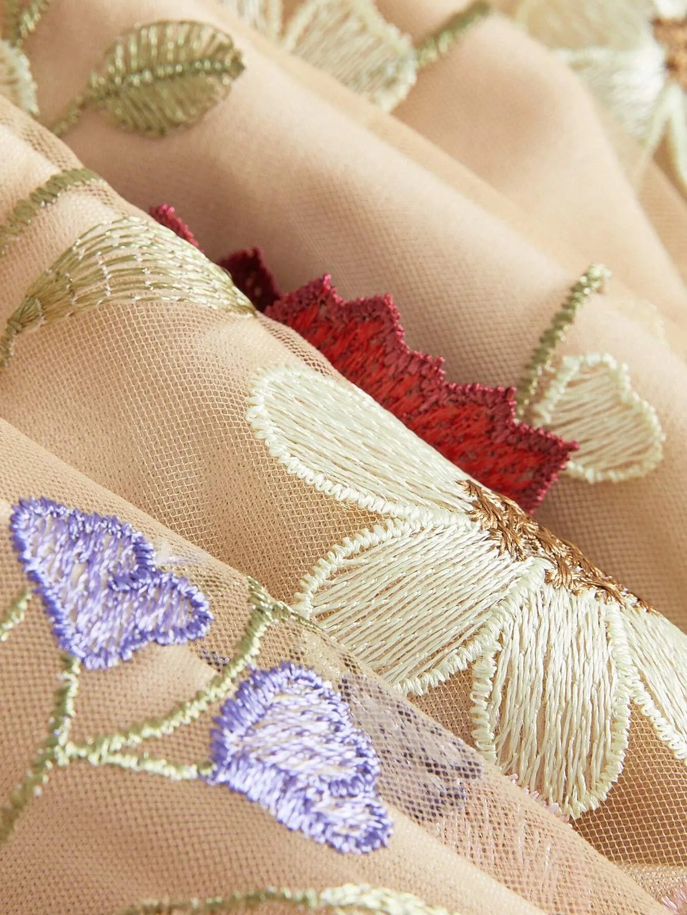 Elegant Mesh Floral Embroidery Maxi Dress