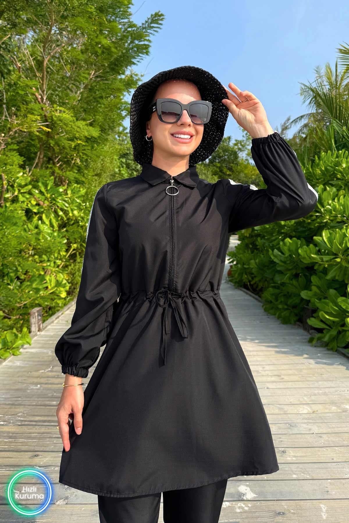 Sequin Detail Full Coverage Burkini - 2 Piece Luxury Modest Swimsuit