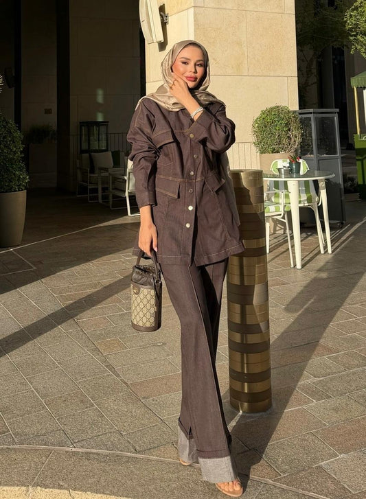 Manche Denim Set – Brown