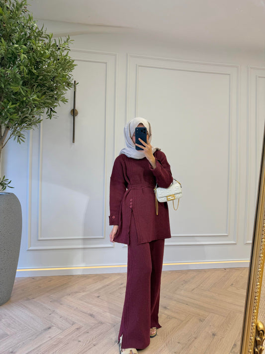 Knit Two-Piece Set – Burgundy