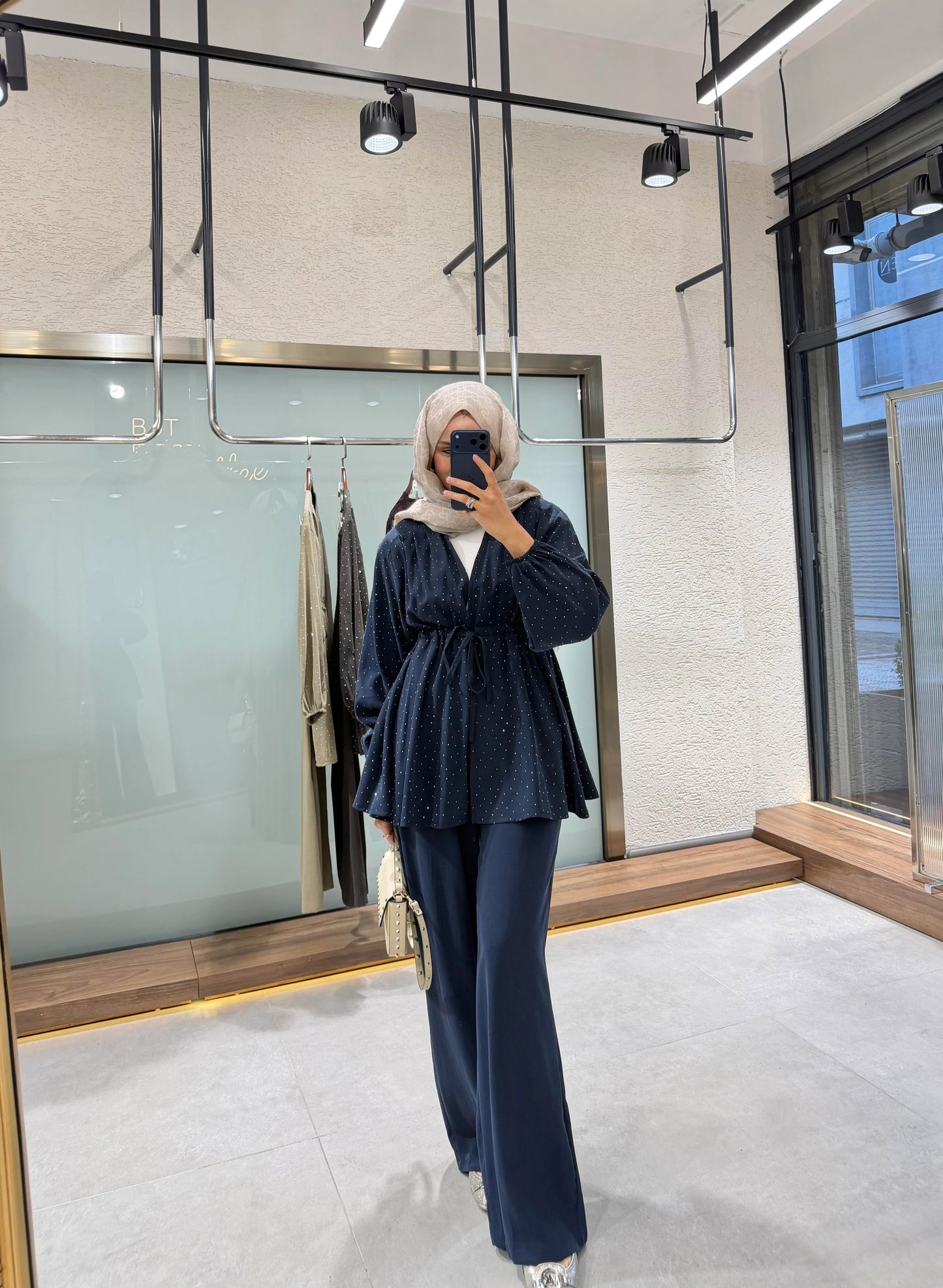 Stone Embellished Set – Navy Blue