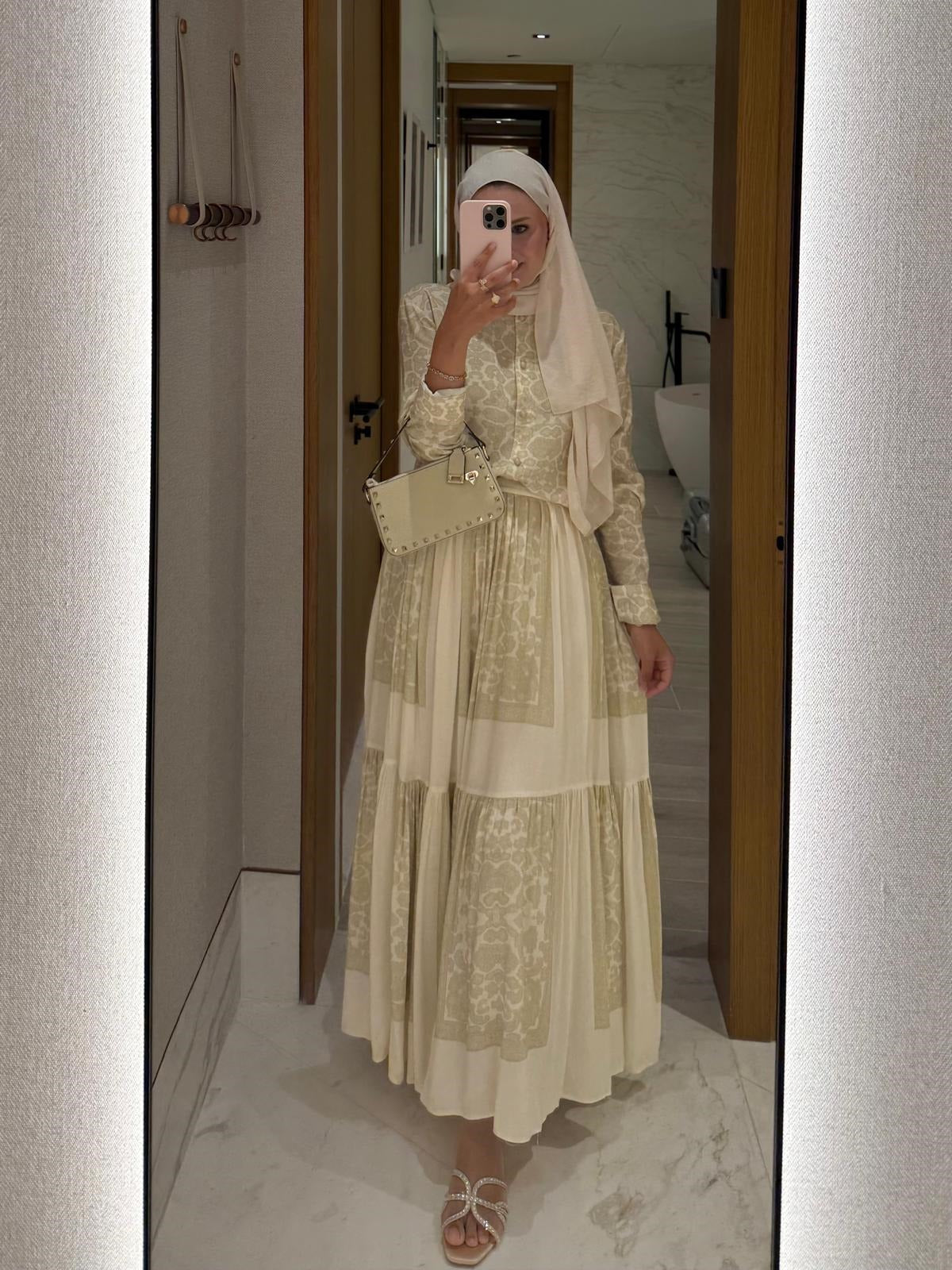 Lightweight Ethnic Shirt and Skirt Co-Ord in Yellow