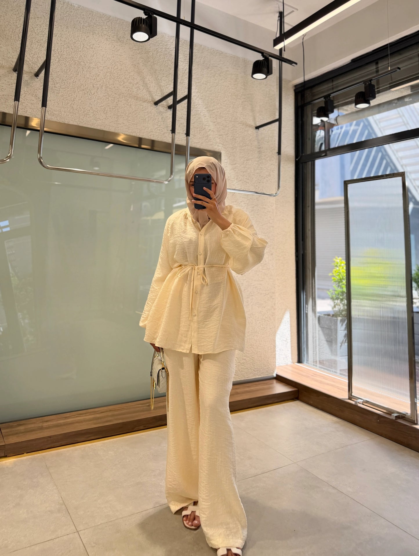 Daisy Button Down Two Piece Outfit - Ecrou