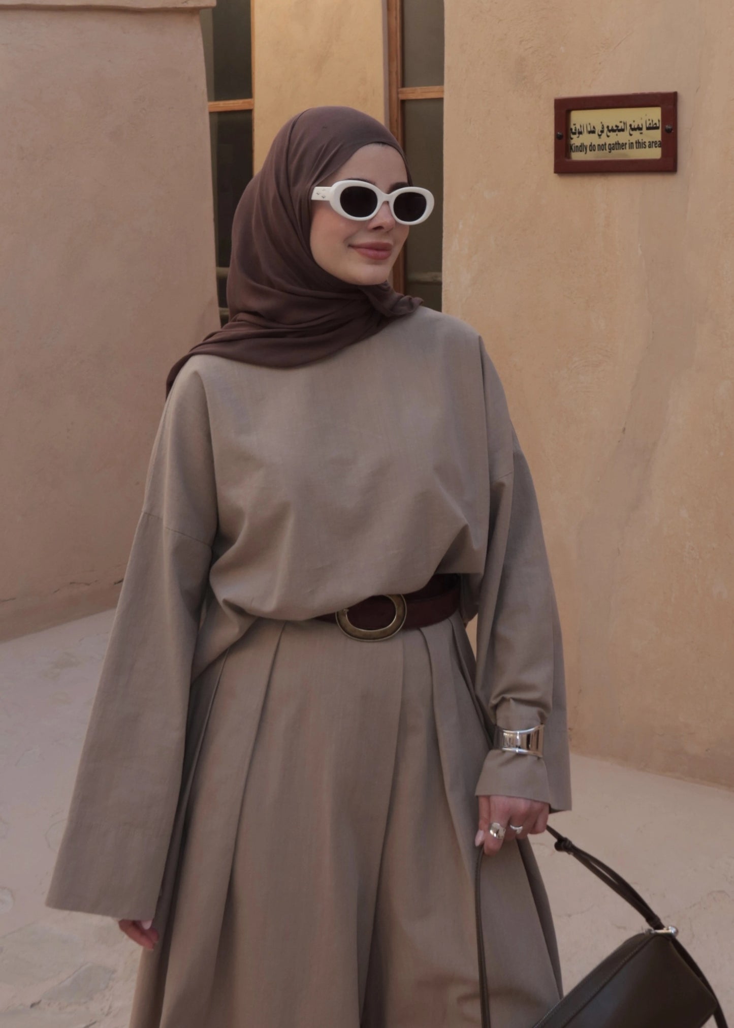 Linen Chino Fit Two-Piece Set -Mink