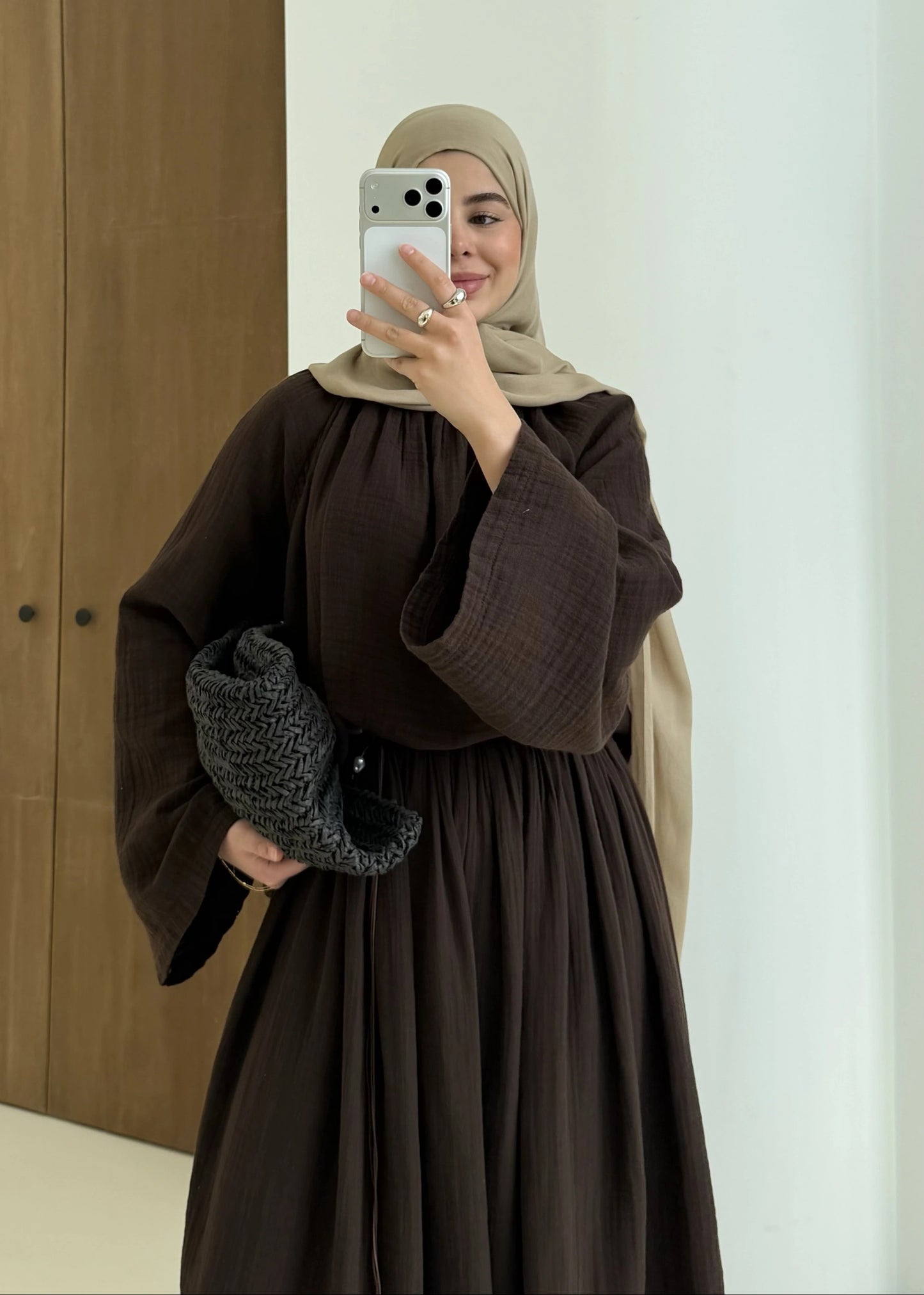 Coffee Brown Muslin Two-Piece Set