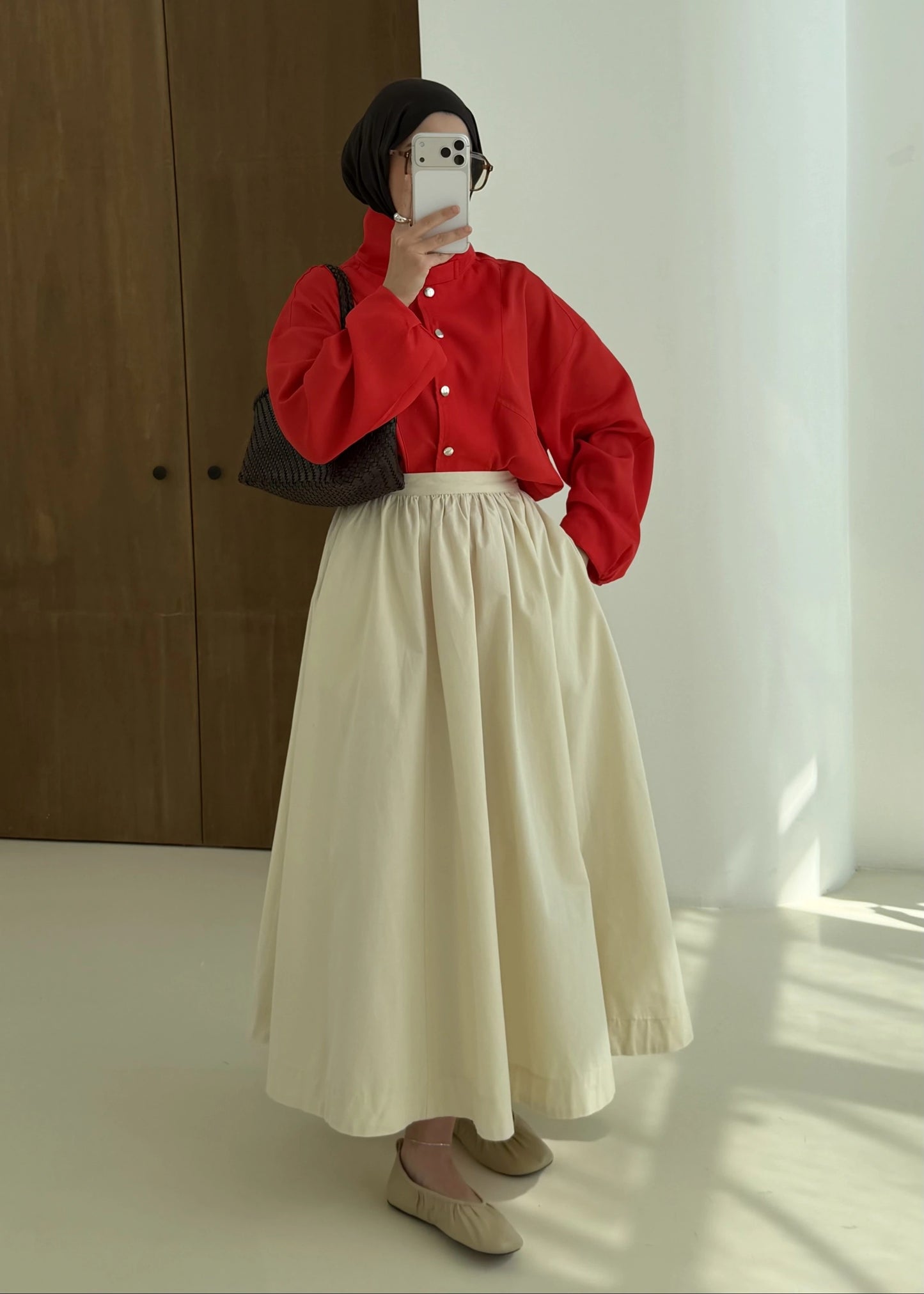 Voluminous Vanilla Cotton Maxi Skirt