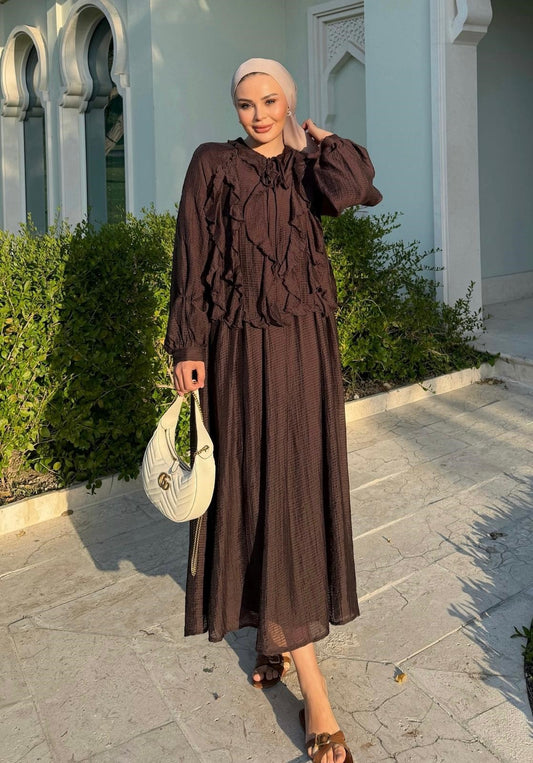 Nora Two-Piece Skirt Set – Brown